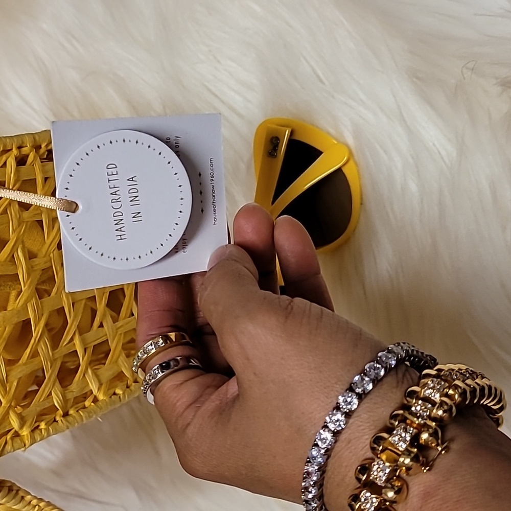 Yellow Woven Handbag - Picture 2 of 4